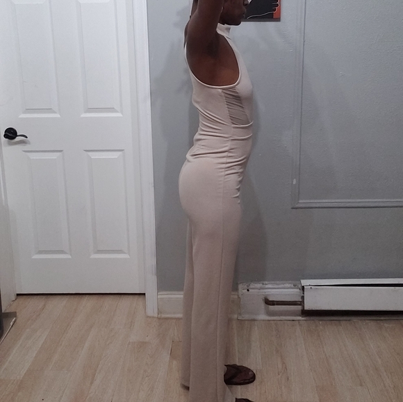 Tan Chocker jumpsuit Romper - Picture 6 of 9